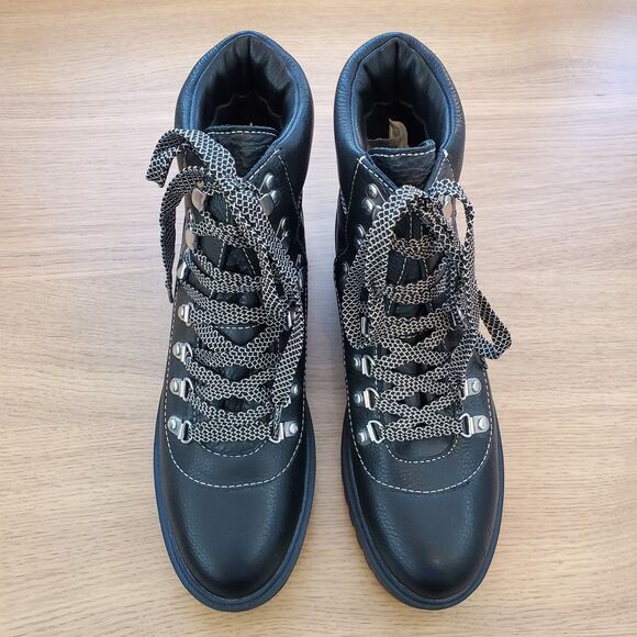 NEW J. Crew Black Leather Hiking Boots - Picture 8 of 13